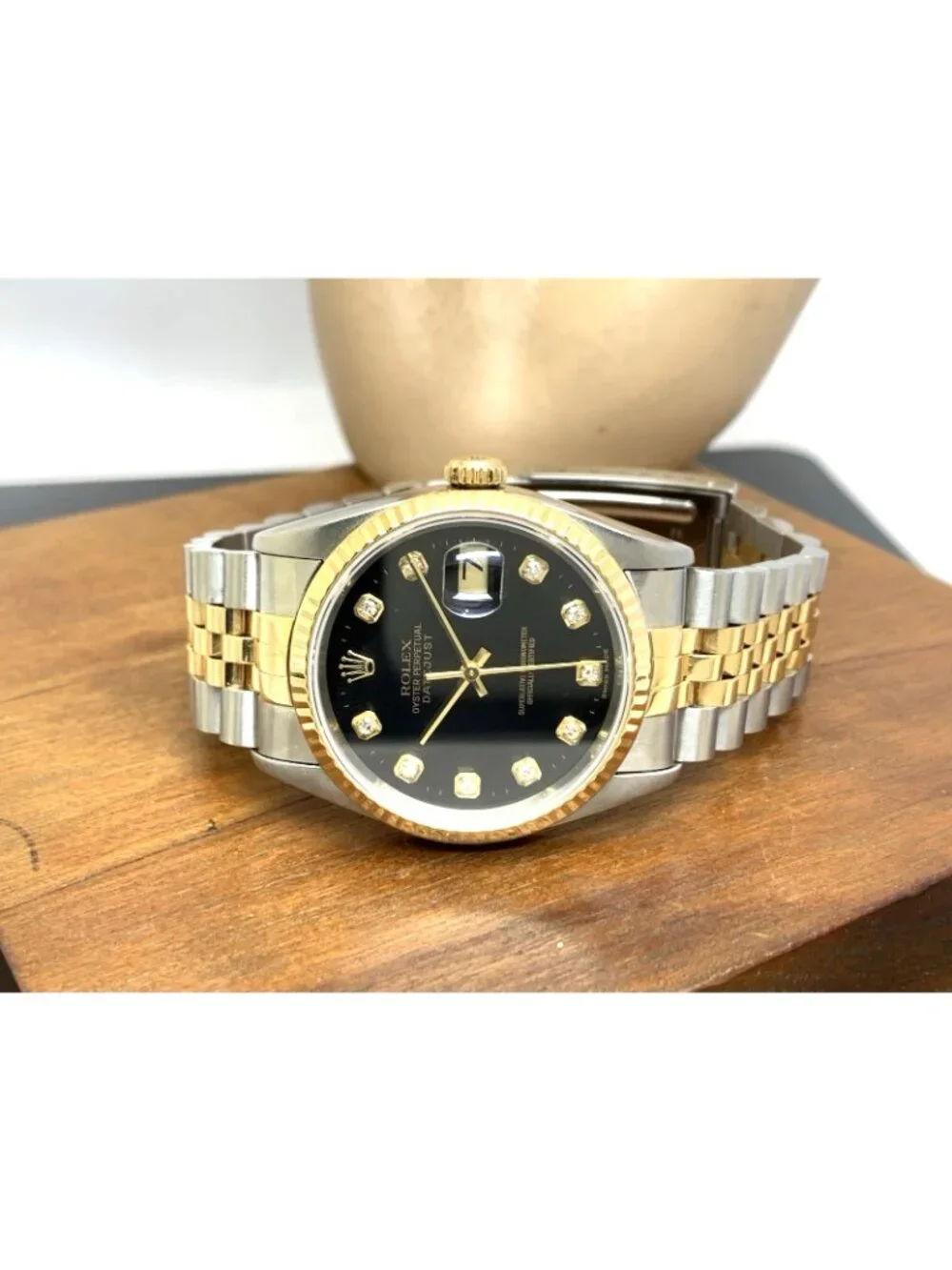 Rolex Datejust Watch 16233 Factory Diamond 18k Yellow Gold & Steel Vintage 1995